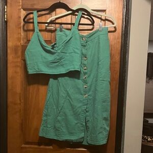 Universal Thread Teal Skirt Set with Button Front